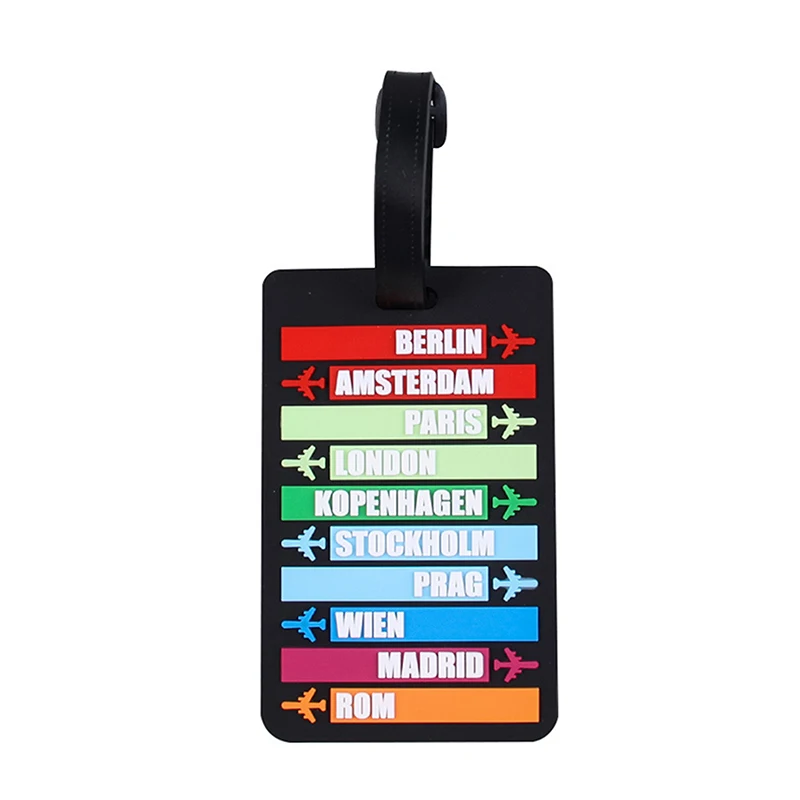 Nome del paese valigia etichetta per bagagli lettere di moda porta indirizzo etichetta per bagagli identificatore in Silicone accessori da viaggio