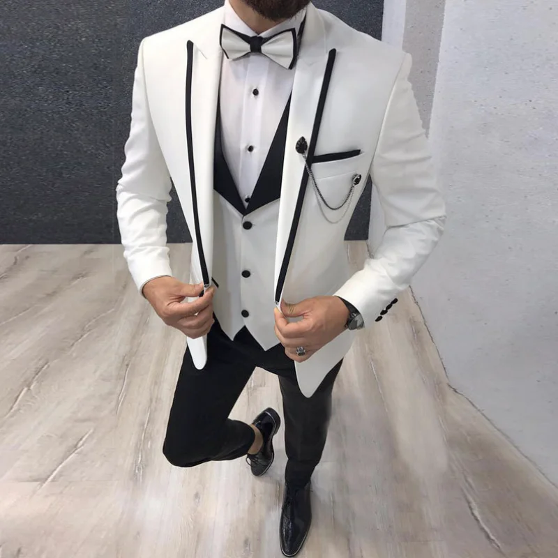 Men Suit 3 Pieces Classic Business Leisure For Wedding Groom Best Man Banquet Terno Party Set Jacket Vest With Pants