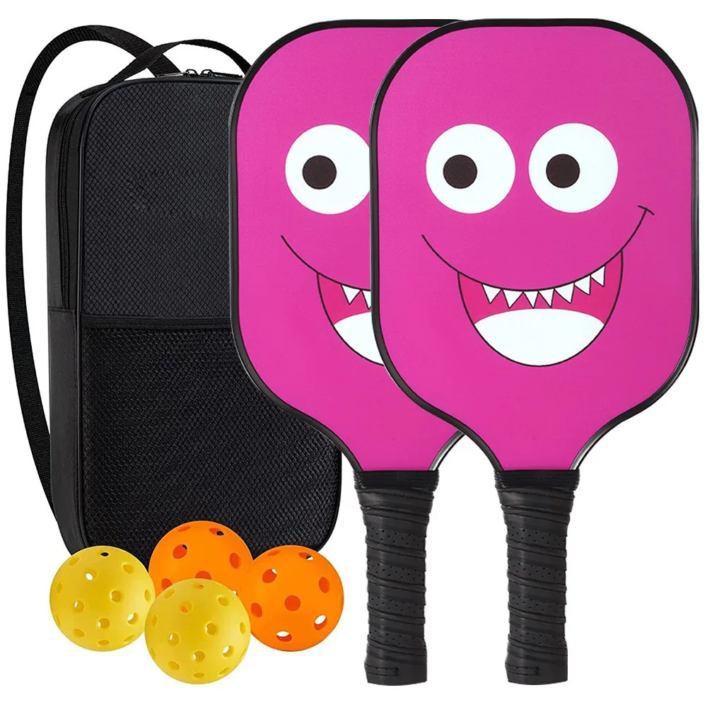 Pickleball Paddle Graphite Pickle Ball Paddles Set of 2 with 4 Pickleball Balls Carry Bag Pickleball Racquet Sets for Beginners