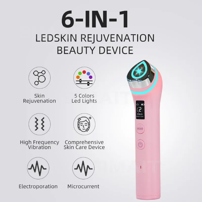 5-Color LED Light Therapy Eye Beauty Device, EMS Microcurrent & Vibration Eye Massager with USB-C for Dark Circles