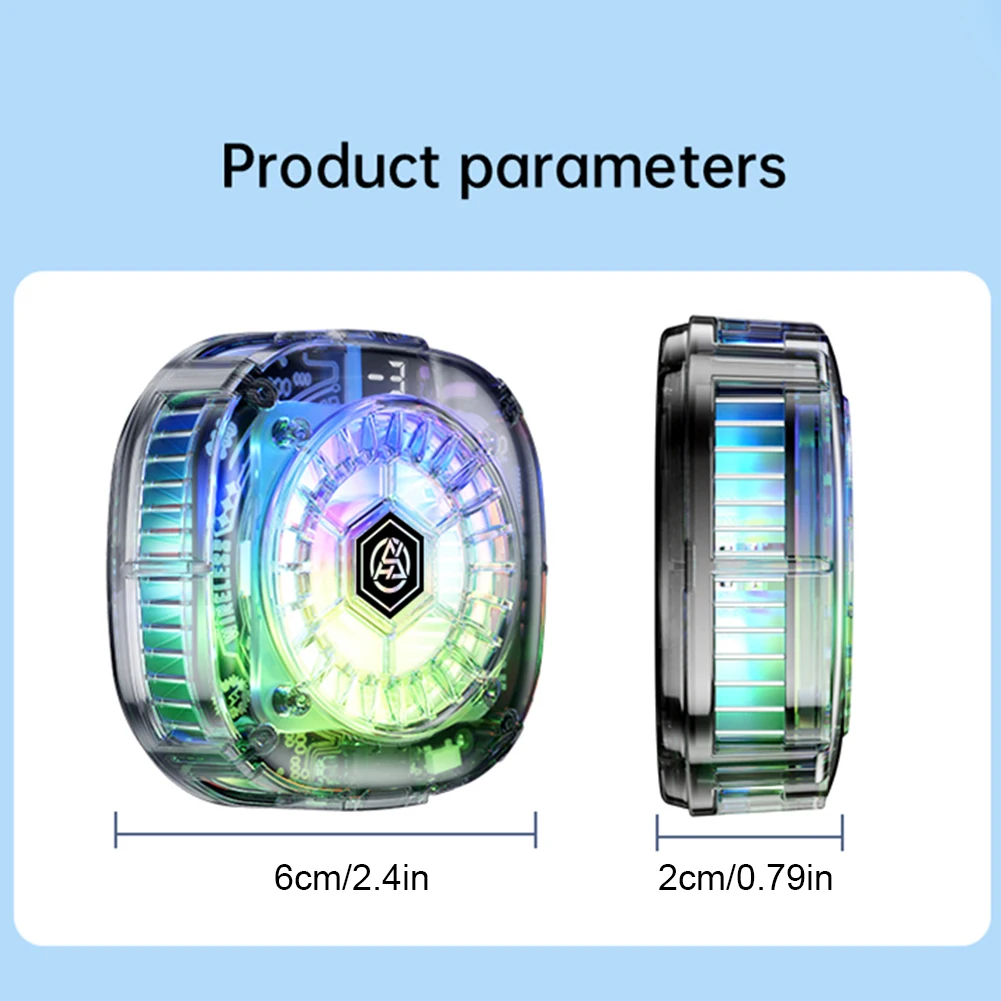 3 in 1 Magnetic/Back-clip Mobile Phone Summer Cooler for PUBG Game 15W Mobile Cooling Fan Digital Display RGB for Android iPhone
