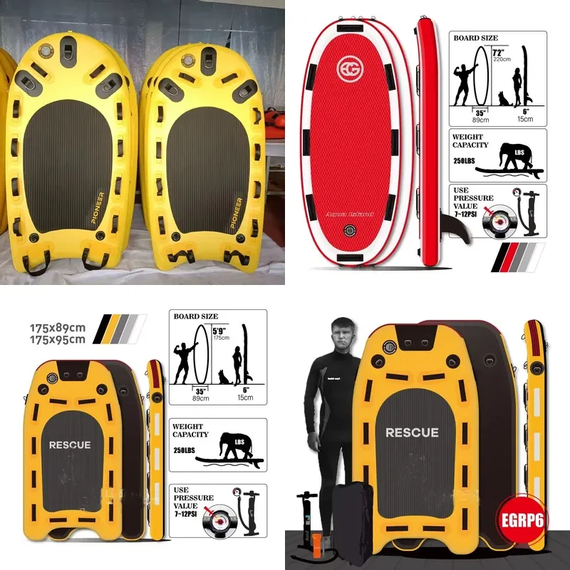 175cm Inflatable Rescue Board for Surfing & Drifting DWF Material Customizable Size Marine Rescue Equipment