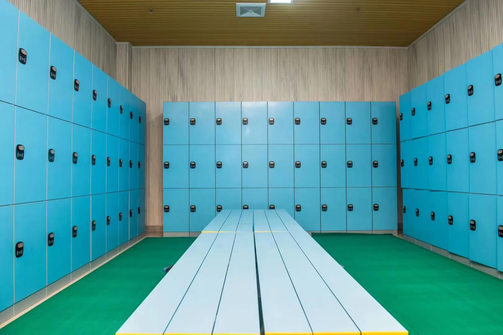 Modular Fitness Lockers,Wood Grain ABS Plastic Smart Locker Safe And Convenient Assembled Structure For School Gym Sport Center