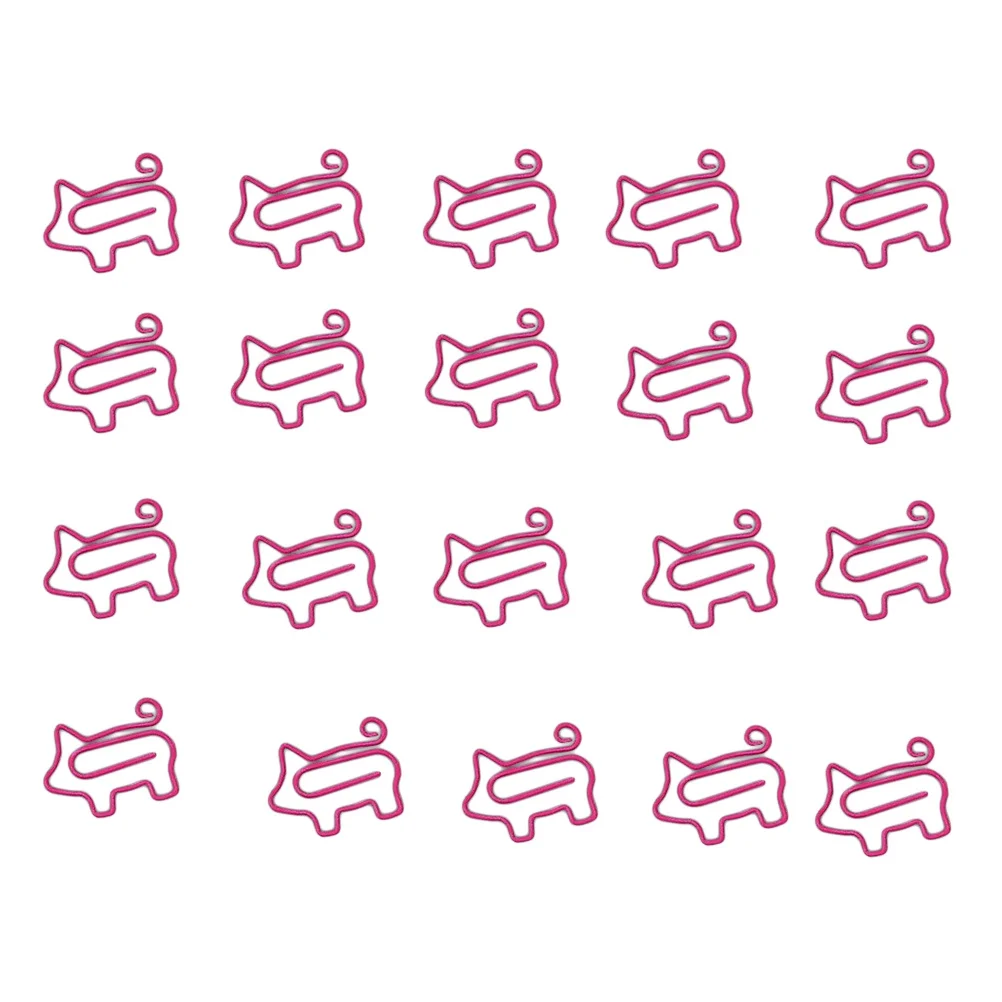 20pcs Pig Shape Creative Paper Clips Premium Metal Strong Clipping Force Bookmark Office Home School Use Rosy Fast Delivery