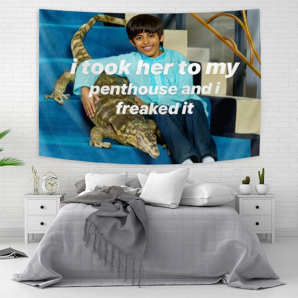Eu tem que meu penthouse e eu fraco Tapeçaria Ravi Arte engraçada Tapeçaria Estética Decoração de quarto Cenários de festa Banner de pano