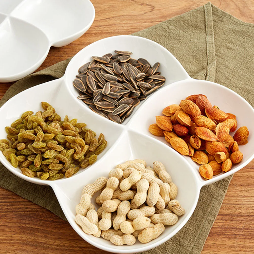 

Creative 4-Compartment Fruit Home Dried Fruit Plate Nut Storage Holder Snack Serving Plate Food Storage Container Lightweight