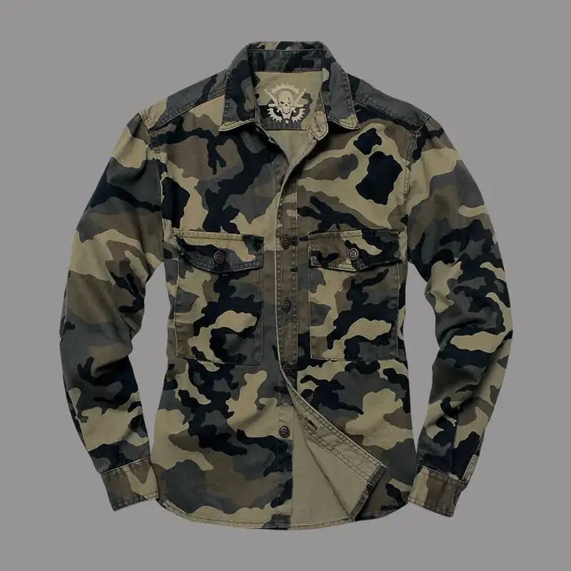 

Men Outdoor Camouflage Military Uniform Breathable Wear Resistant Cotton Cargo Shirt Climbing Traning Hunting Army Tops