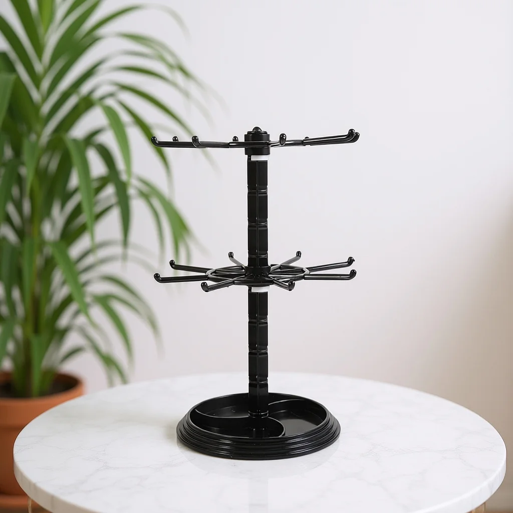

Keychain Display Rack Rotating Small Jewelry Holder Stand for Necklace Bracelet Hair Ties Organizer Hanging Storage Desktop
