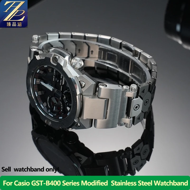 GST-B400 حزام معدني سريع الإصدار لسلسلة Casio G-SHOCK GST-B400 نمط شخصي معدل سوار ساعة من الفولاذ المقاوم للصدأ