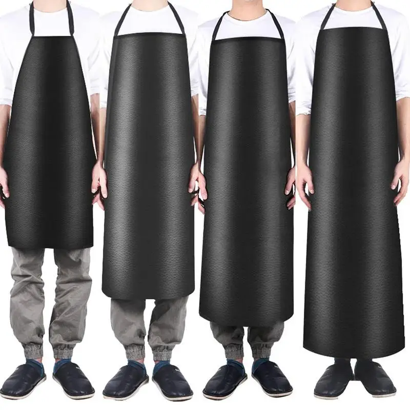 

Waterproof Apron Thickened Lengthened AntiFouling Oil-proof Restaurant Cooking Apron PU Leather Chef Aprons Kitchen Accessories