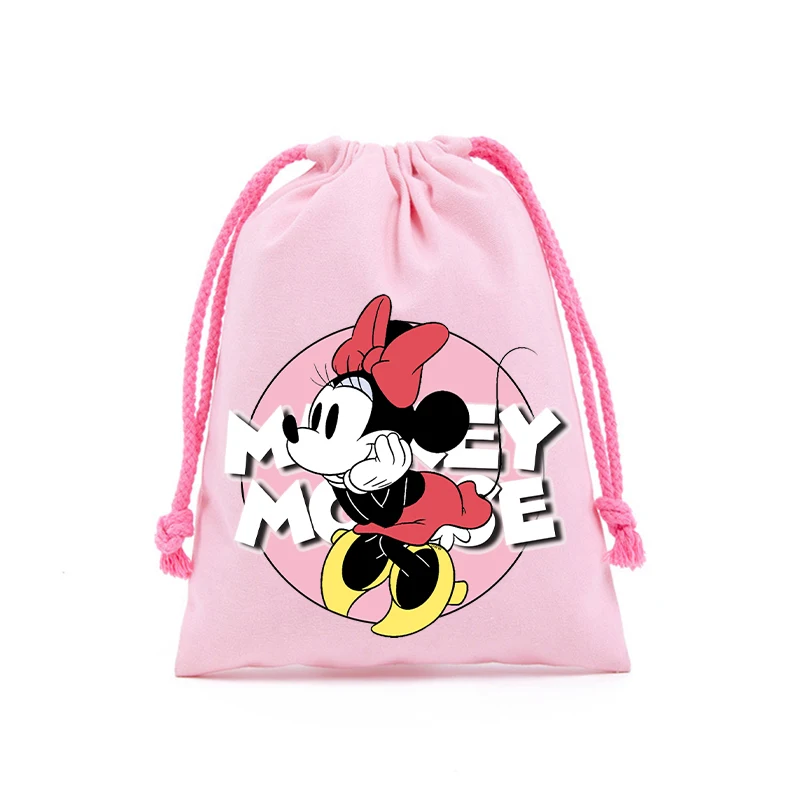 Disney Mickey Minnie Mouse Drawstring Bag Cute Anime Print Holiday Candy Storage Kawaii Anime Birthday Christmas Party Prop Gift