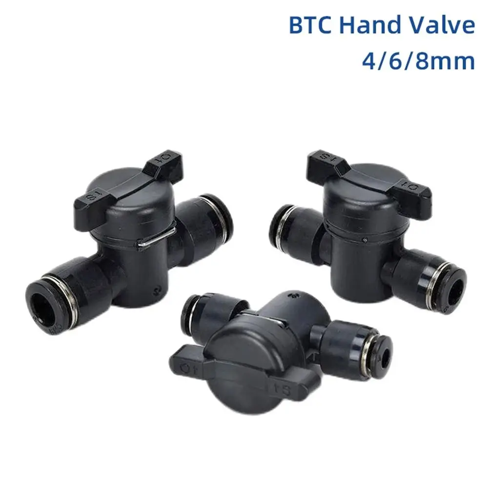 1Pcs Pipe Fitting Hand Valve 4mm 6mm 8mm Quick Joint Connector Pneumatic Valve Current-limiting Plastic Manual Ball Valve