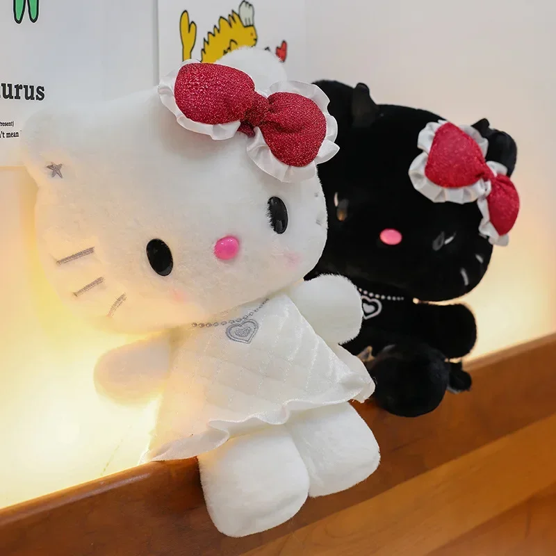 Figurine de dessin animé ange et diable Hello kitty, peluche douce, poupée, jouet, oreiller, coussin de chambre à coucher, cadeau d'anniversaire pour enfants
