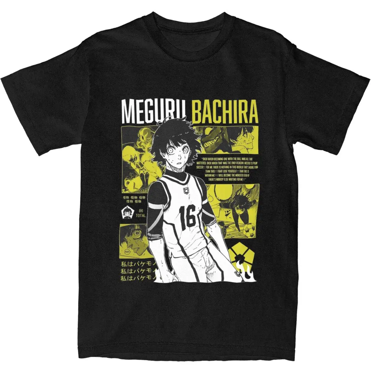 Men BACHIRA MEGURU T Shirts Blue Lock Anime Cotton Tops Beach Vintage Short Sleeve T Shirt Crew Neck Cool Tshirt Large Size