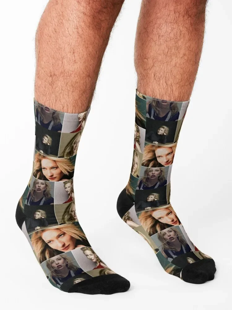 Cate Blanchett Australian Actress Colorful Aesthetic Photos Collage - 2 Socks man summer Non-slip Socks For Men Women's