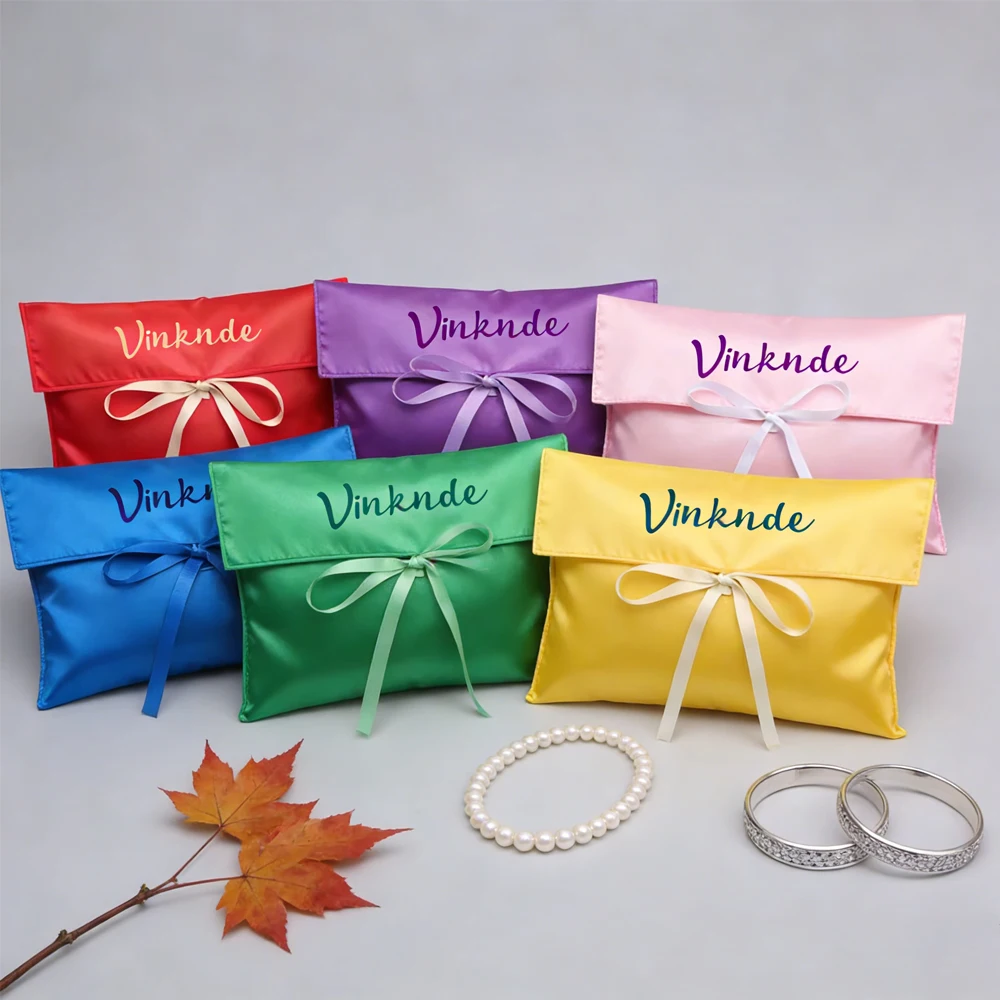 

Персонализированный логотип 22x17 см, ювелирные изделия, шелковый атлас, косметические упаковочные пакеты для волос с бантом, ленты, кольца, свадебный подарок, мешочек для упаковки пыли