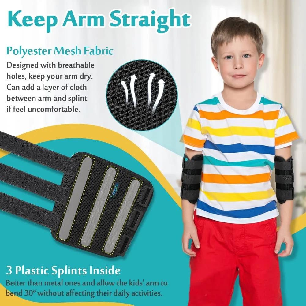 Elbow Brace Splint Child Kids Arm Immobilizer Cubital Tunnel Syndrome Ulnar Nerve Entrapment  Arm Restraint Brace (2 PCS)