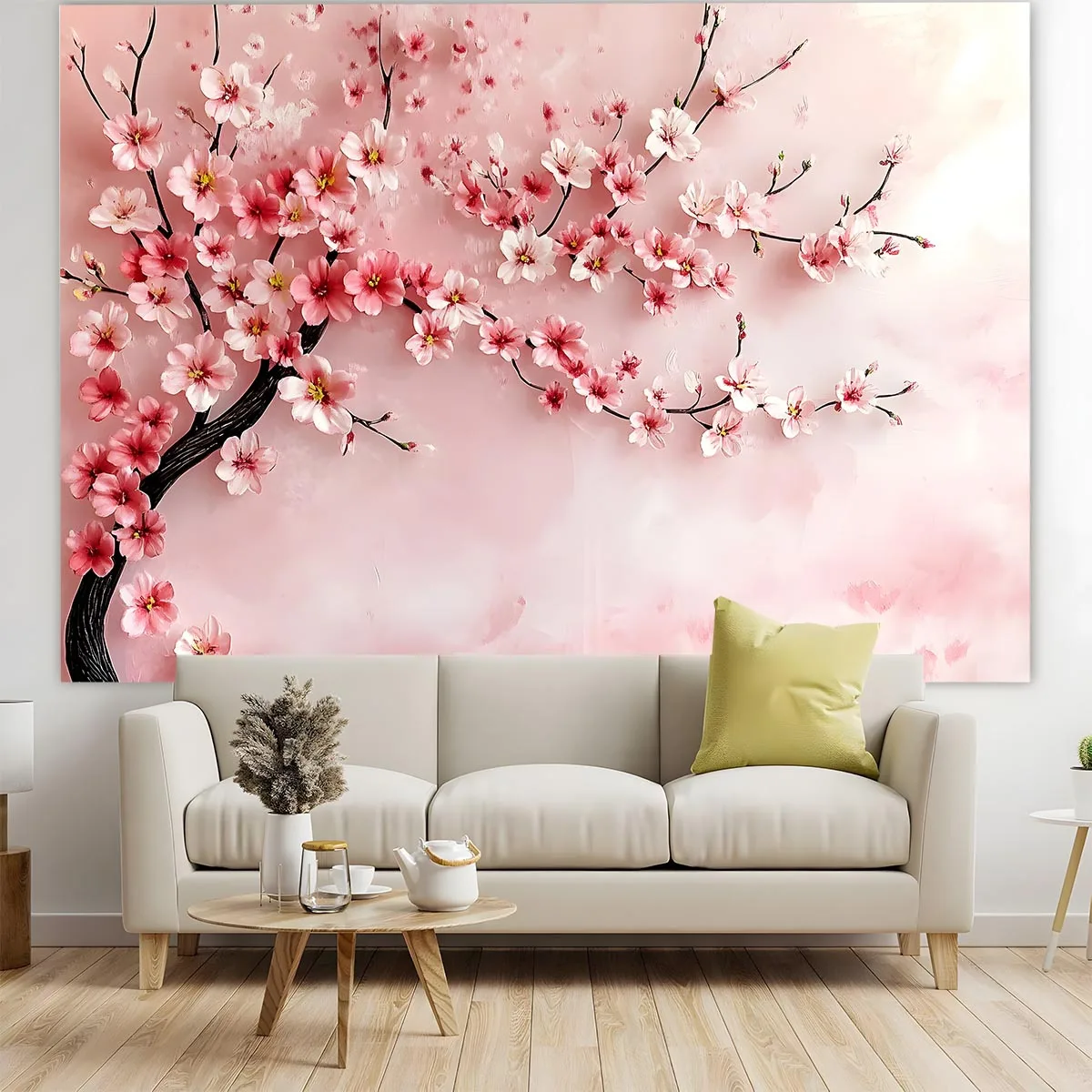 علم خلفية زهر الكرز واحد، ديكور حائط، مناسب للاستوديوهات وأعياد الميلاد والذكرى السنوية وحفلات الزفاف