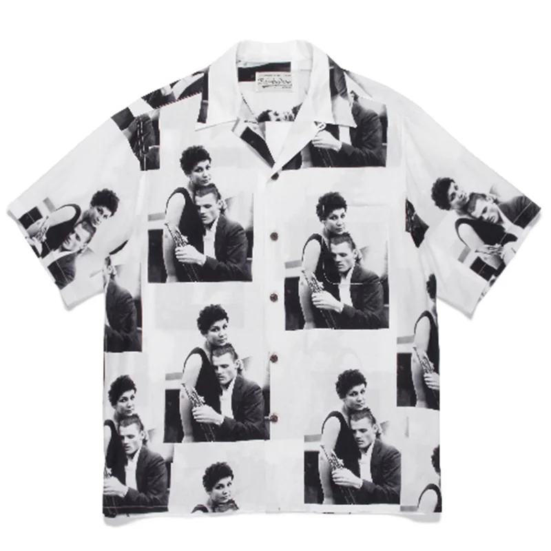 Y2K Trend Summer WACKO MARIA Harajuku Japanese Brand Jazz Vintage Brand Mens Womens Hawaii Short Sleeve Shirt