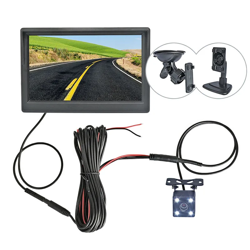 

SMALUCK 5inch TFT LCD Car Monitor Vehicle Rear View Reverse Backup LED Car Camera Video Parking System Easy Installation