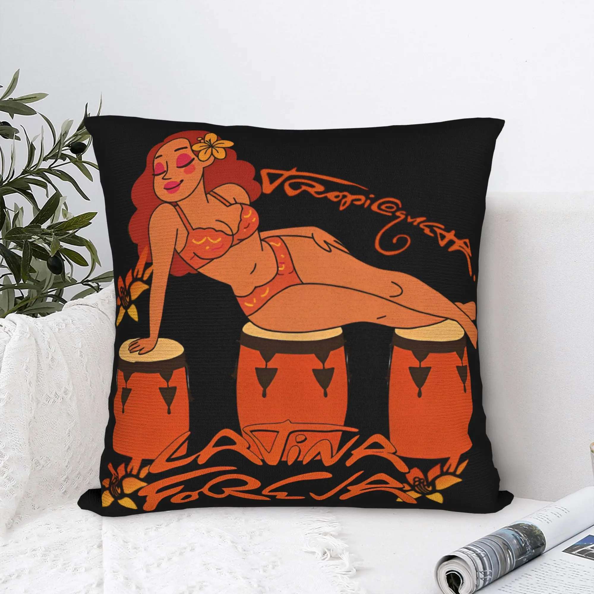 Karol G Tropicoqueta Album Pillowcase Printing Polyester Cushion Cover Decoration  Throw Pillow Case Cover Home Square 40X40cm
