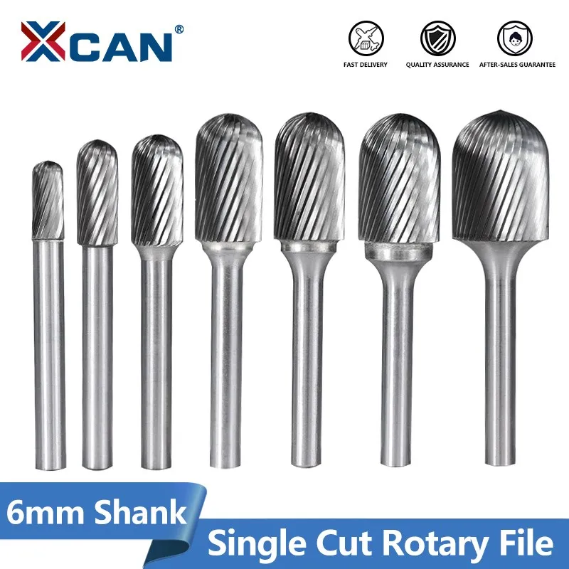  Tungsten Carbide Burr Bit Single Cut Rotary File L Type for Metal Woodworking Carving Tool Rotary Burrs 6mm Shank