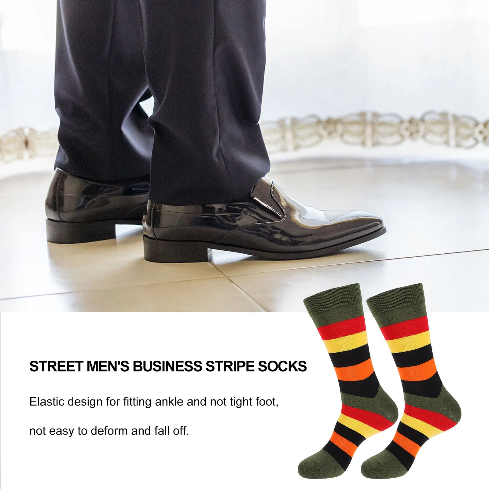 

1Pair Striped Men Mid-Calf Socks Male Winter Middle Tube Thick Cotton Socks Elastic Male Winter Mid-Calf Stocking