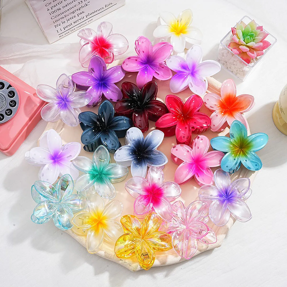 3pcs/set Sweet Summer Flower Hair Claw Clips For Women Girls Barrette Crab Ponytail Clip Hairpin Beach Headwear Hair Accessories image 4