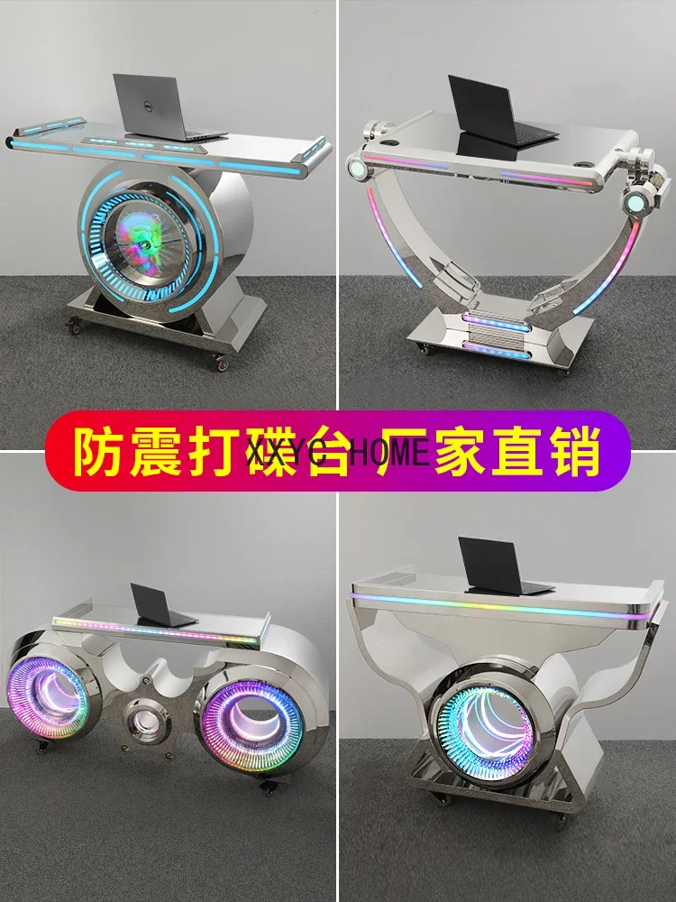 Bar Stainless Steel DJ Table KTV Private Room Luminous Dish Table Nightclub Portable Dish Table