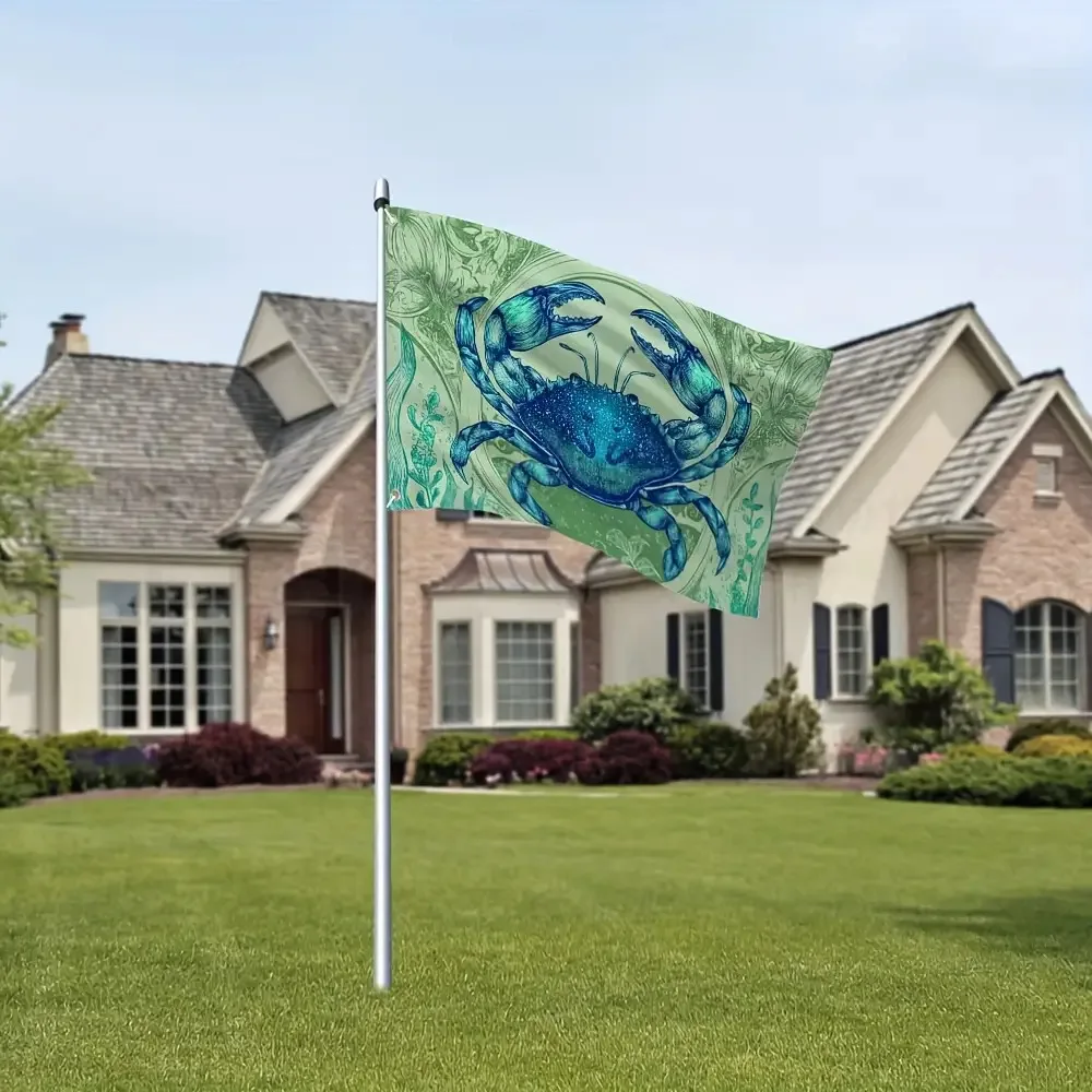 Blue Cosmic Crab Garden Flag Durable Polyester Decorative Outdoor Flag for Garden Terrace Home Decorations