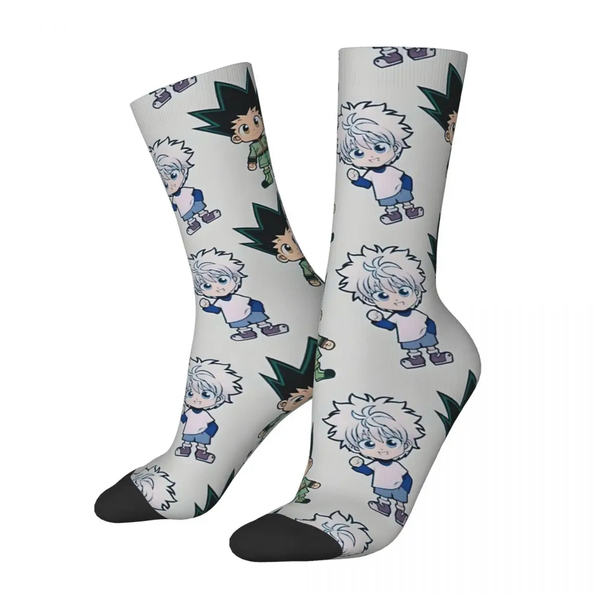 Hip Hop Retro Cute Gon And Killua Crazy Men's compression Socks Unisex Hunter Hunter Anime Harajuku Seamless Printed Crew Sock