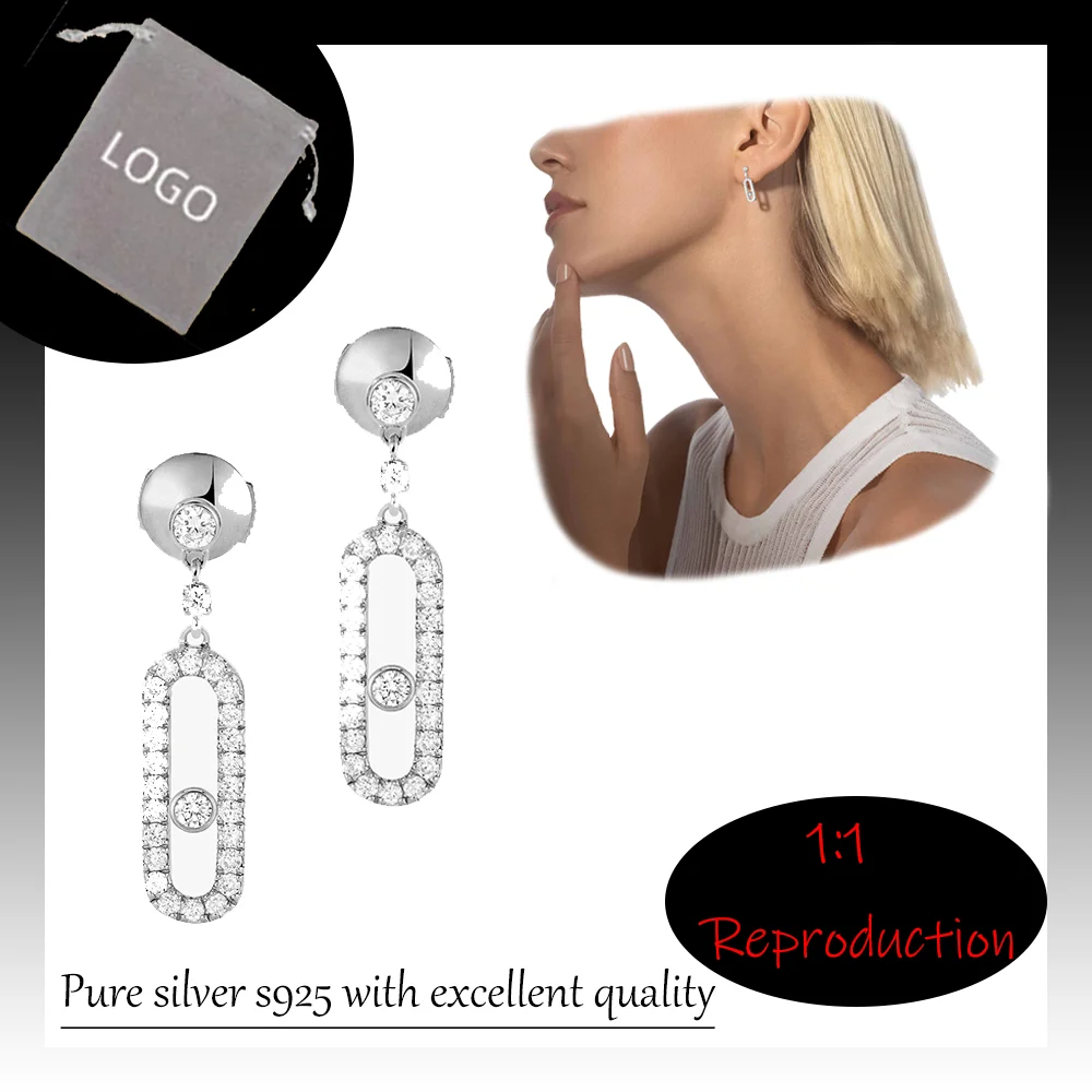 Light luxury high-end classic pure silver s925 Messik elegant MOVE UNO STUD series diamond fashionable women's earrings