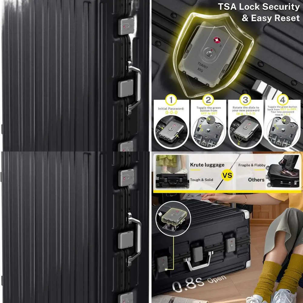 

28 Inch TSA-Approved Spinner Suitcase with Hard Shell PC+ABS Material for Travel