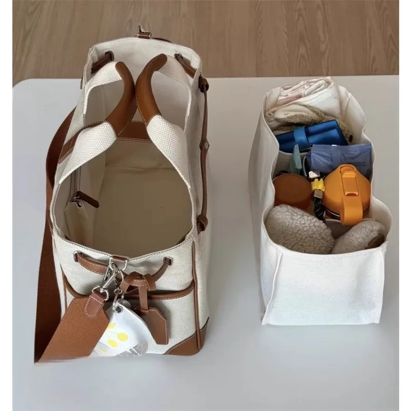 Ins Large Capacity Canvas Lightweight Crossbody Outdoor Diaper Bag Multifunctional Mommy Handbag Breast Pump Tote Baby Nappy Bag