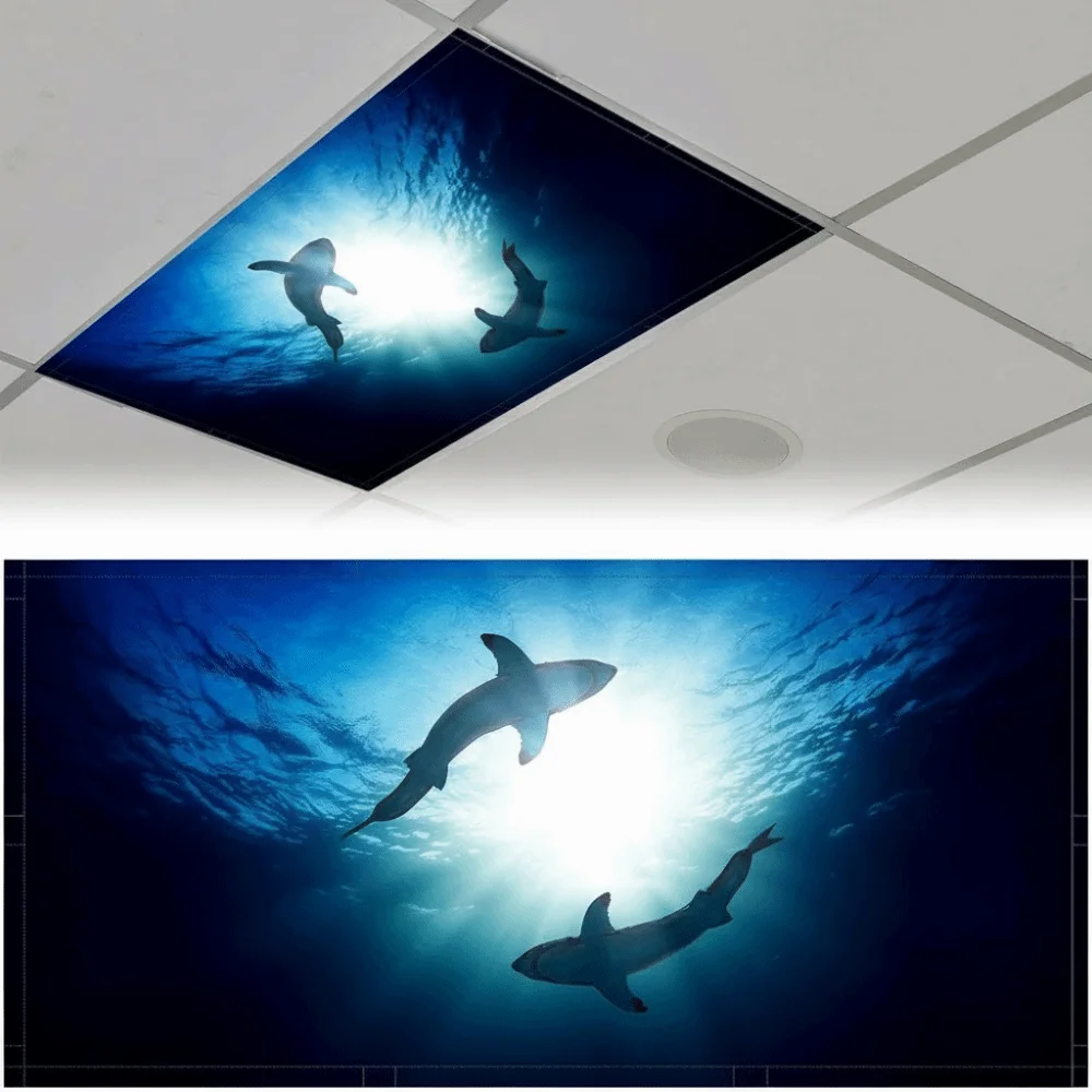 120*60cm Lampshade Anti-glare 15 Styles Magnetic Light Filters Sky with 10 Magnetic Buckles Fluorescent Light Covers Home