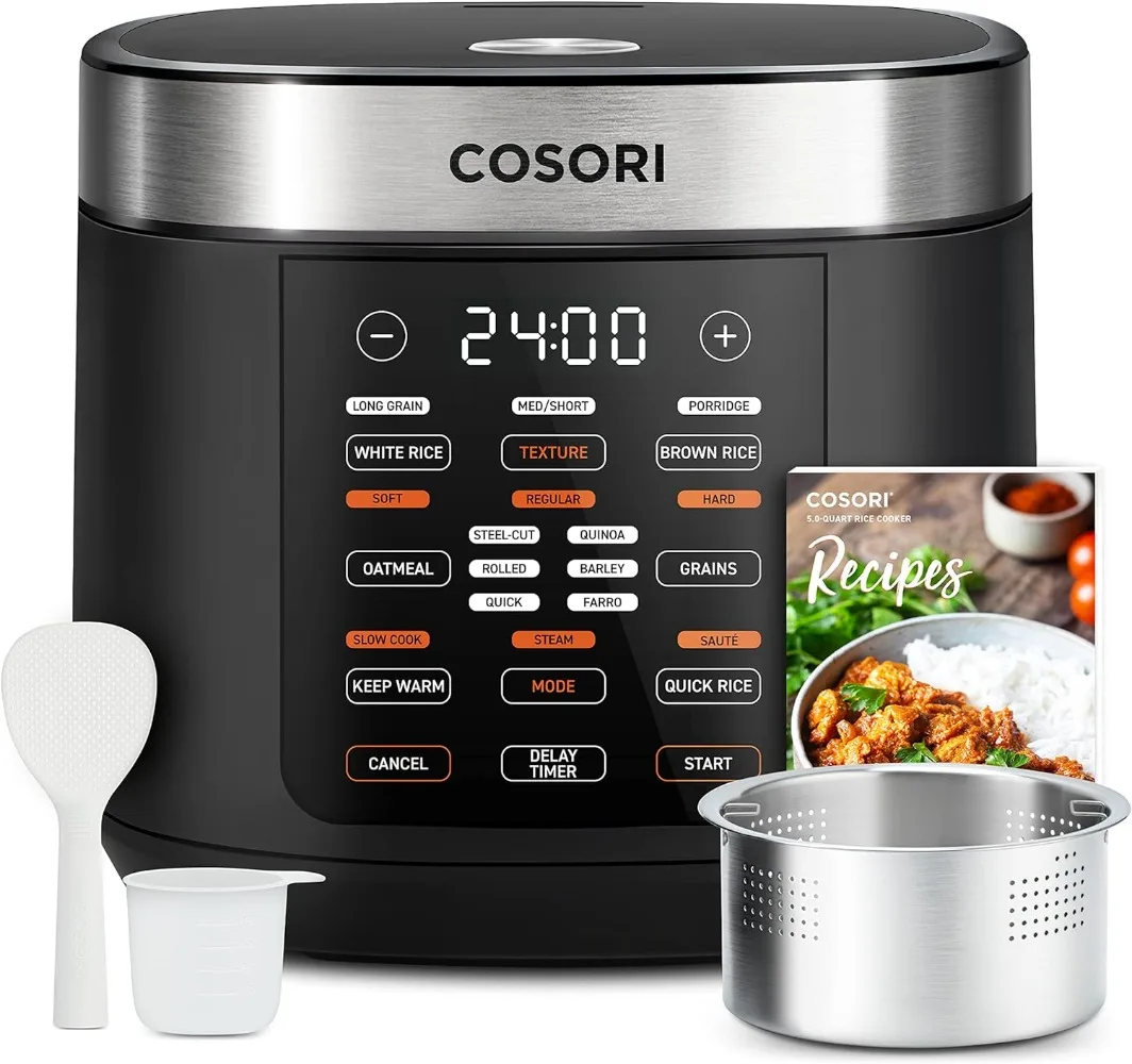 

COSORI Rice Cooker Maker 18 Functions Multi Cooker, Stainless Steel Steamer, Warmer, Slow Cooker, Sauté, Timer, Small & Mini