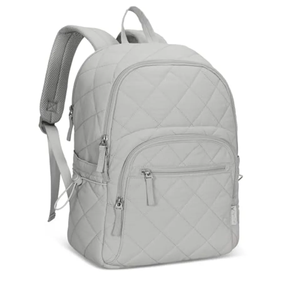 

Travel Laptop Backpack Quilted College Backpack for Women Puffer Casual Daypack Personal Item Bag for 16 Inch