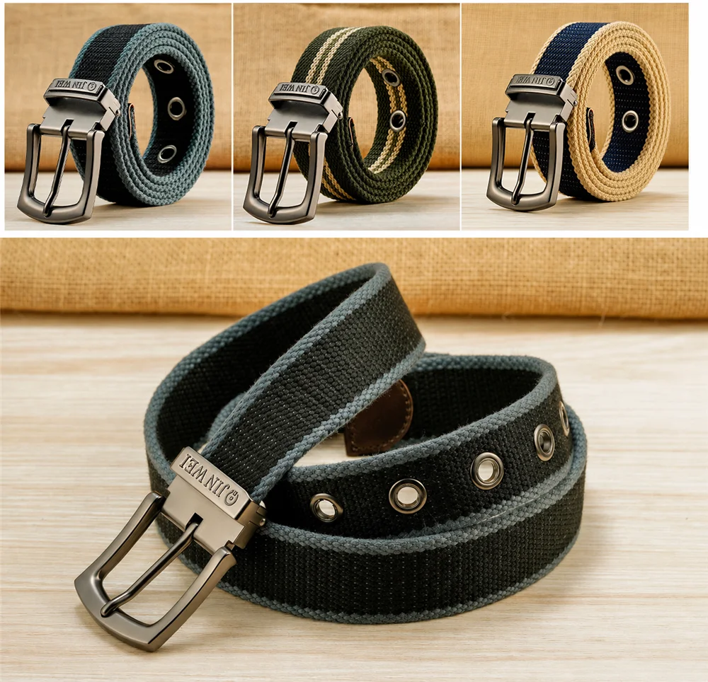 Plus Size 130 140 150 160 cm Canvas Military Tactical Belt Man Alloy Pin Buckle Stripe Jeans Belts High Quality Outdoor Belts
