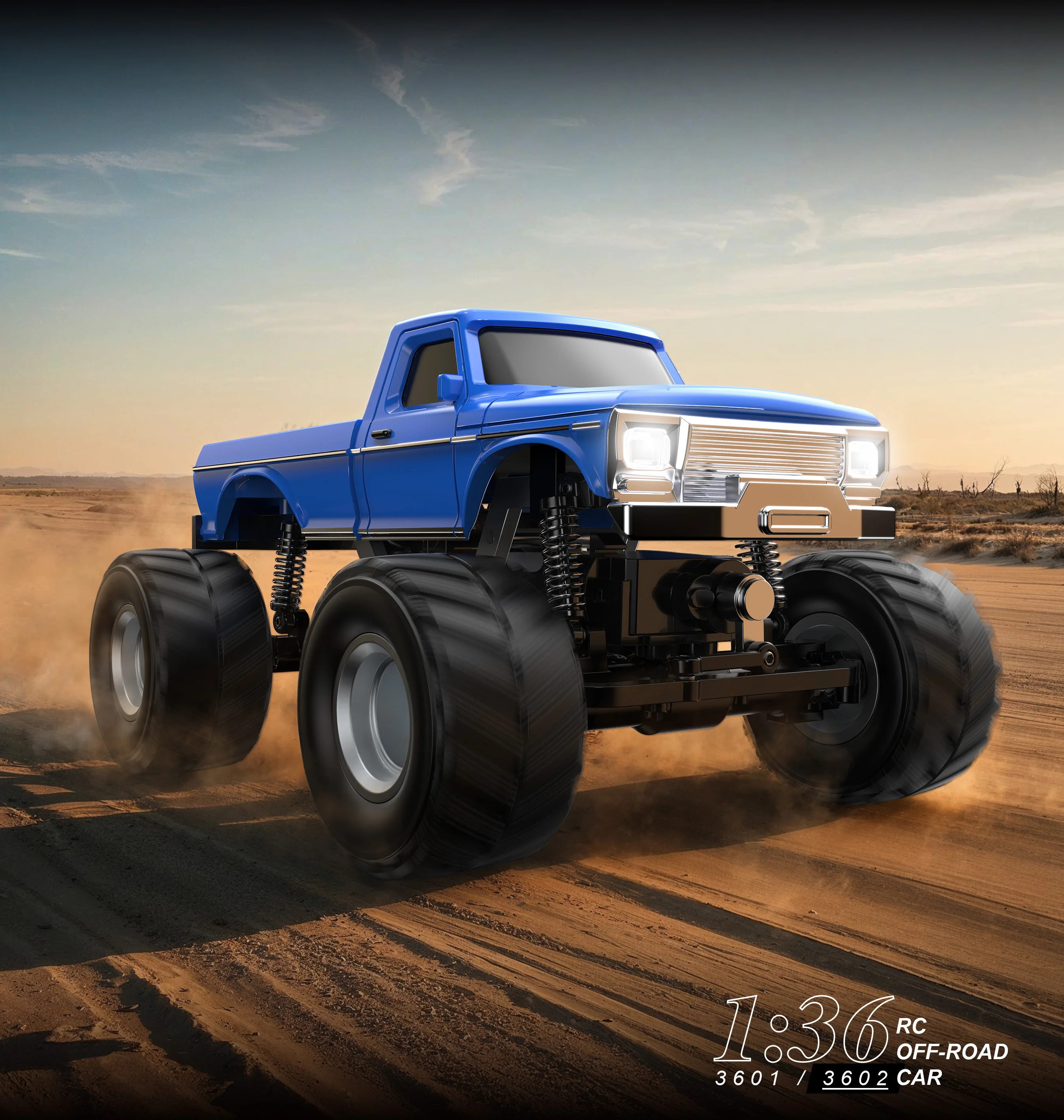 1:36 escala todo terreno monster truck rc fora da estrada brinquedo de controle remoto rápido 2.4ghz caminhão elétrico de alta velocidade veículo para meninos adultos