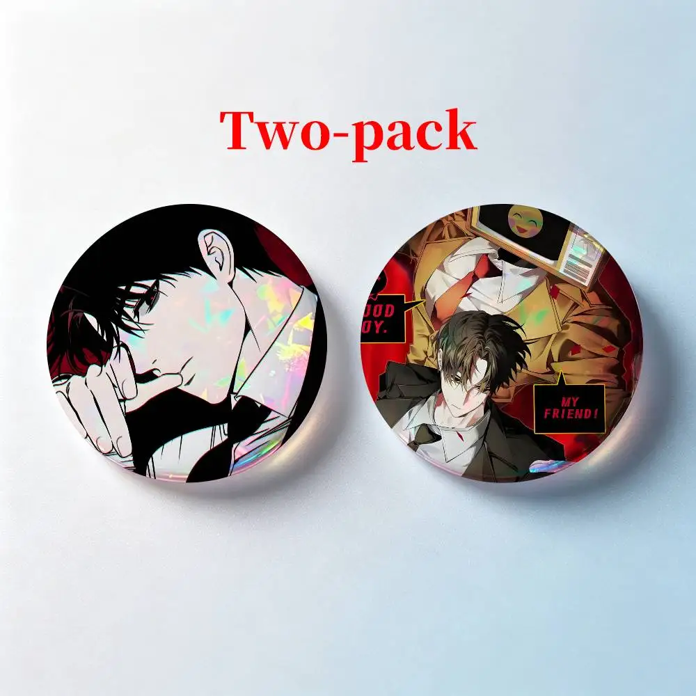 K-Kim S-Soleum Web Novel GSGW 2 Pieces Badge Set Icons Badges Creative Meme Figure Round Tinplate Brooch Bag Clothes Accessories