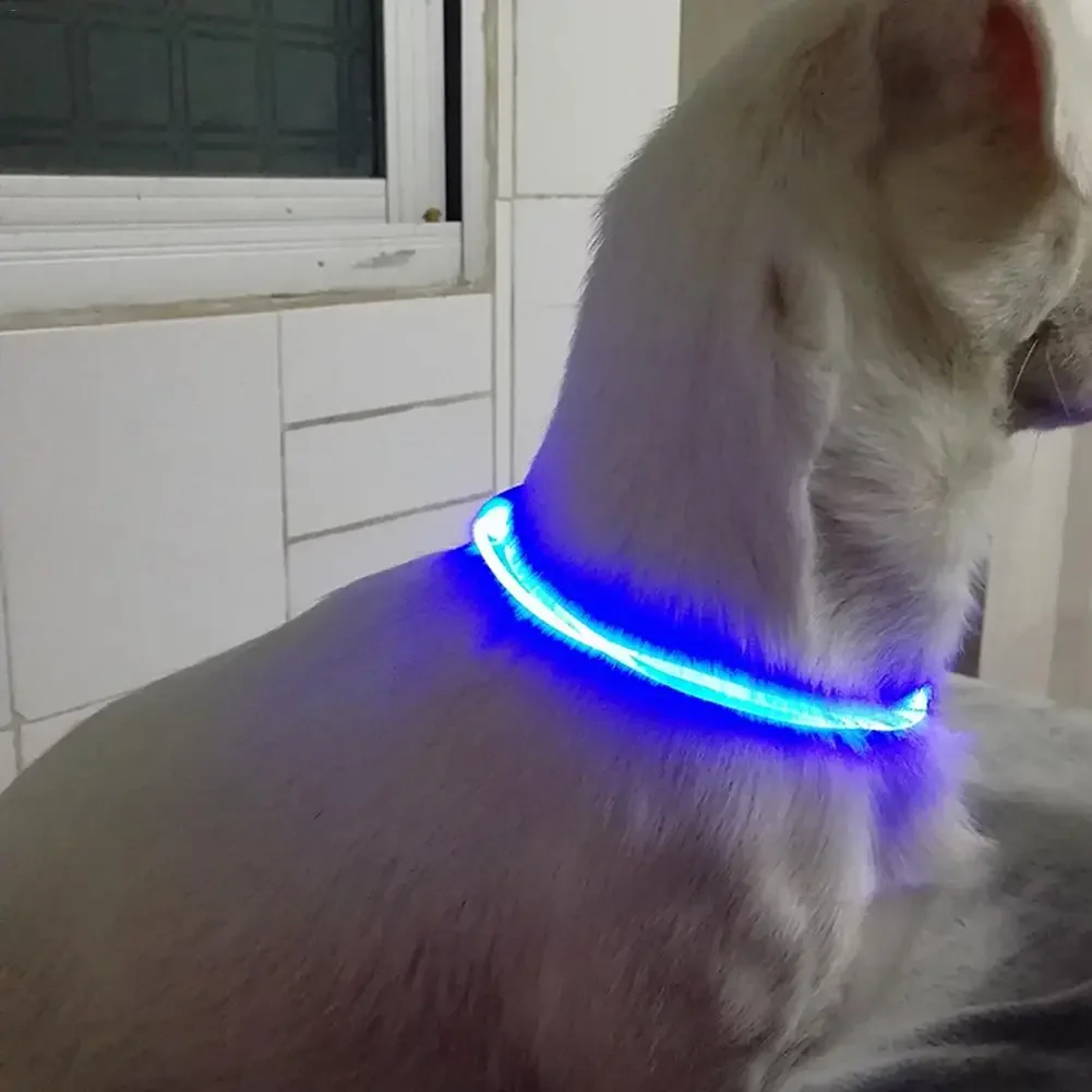 1pcs Adjustable LED Pet Collar Luminous Pet Safety Collars Water Resistant Flashing Light Fashionable Pet Collar Pet Supplies