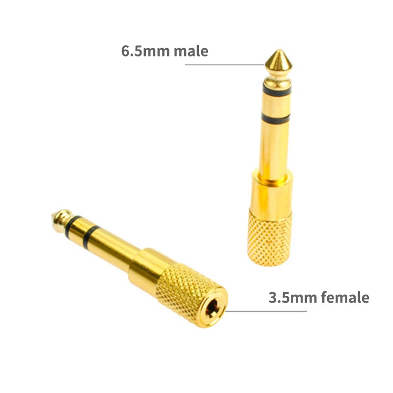 6.5 مللي متر ذكر إلى 3.5 مللي متر أنثى جاك التوصيل الصوت ميكروفون سماعة الرأس الغيتار تسجيل محول صغير 6.5 محول كابل مساعد مطلية بالذهب