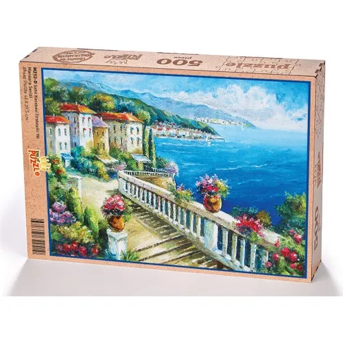 King Of Puzzle Coastal town/Tırabzanlı Road Wooden Puzzle 500 Parts