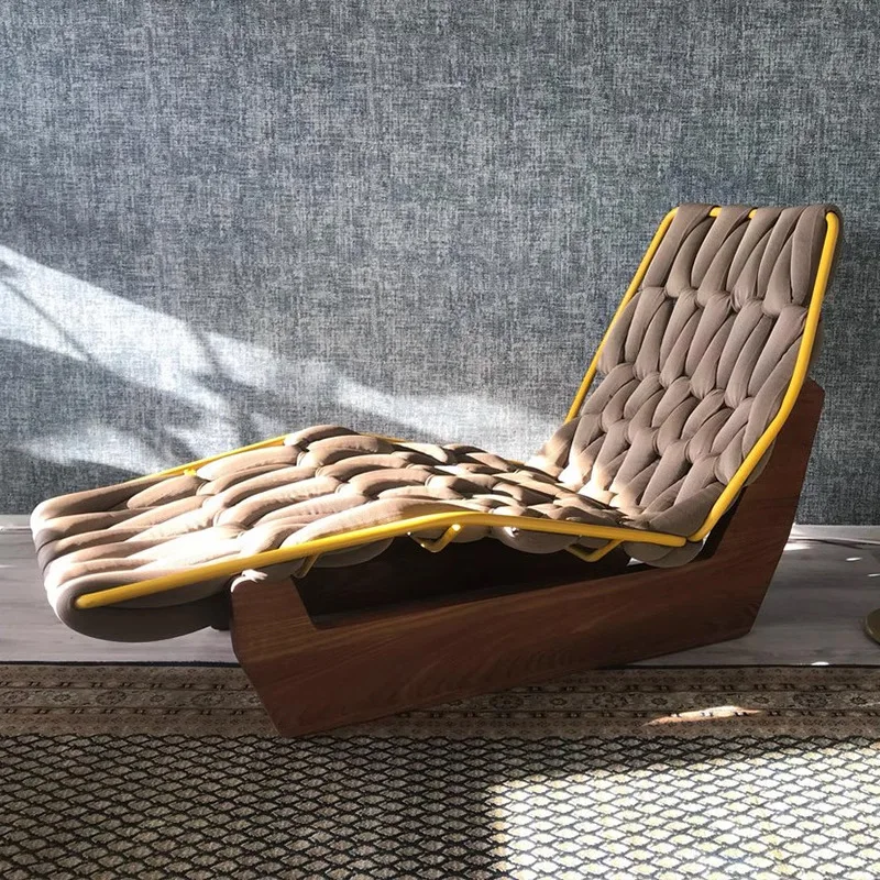 Sofá ao ar livre cadeira piscina lounge cadeira preguiçoso homestay cama de madeira maciça designer modelo quarto rattan cadeira lazer varanda