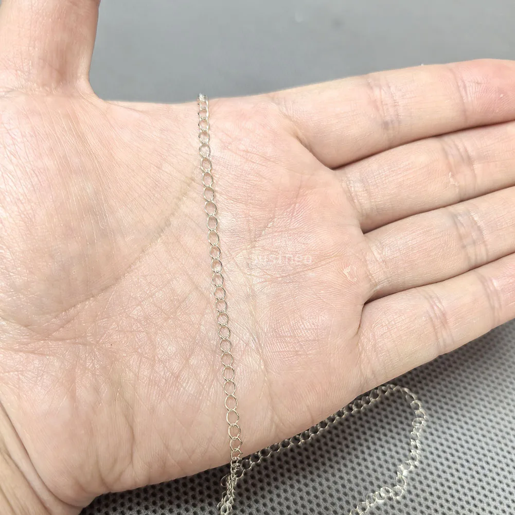 silver chain,solid 925 sterling silver twisted oval cable chain, loose chain for necklace,bracelet  jewelry, 1meter