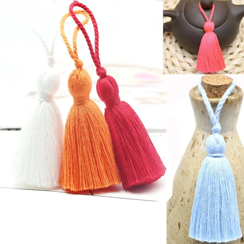 5/10 pièces de pompons en coton de 8 cm avec corde suspendue, pour la couture, l'artisanat, les rideaux de maison, la décoration de vêtements et les accessoires