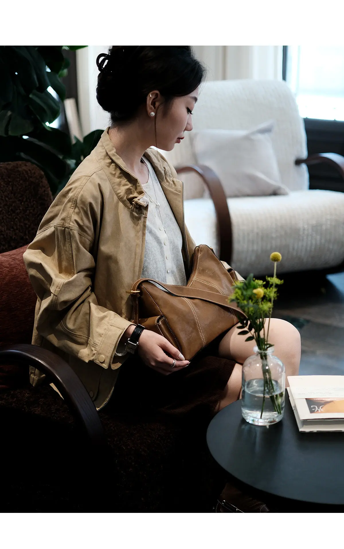 Vintage-Organizer, handgefertigt, hochwertige Damen-Umhängetasche aus echtem Leder, lässige Mode, luxuriöse, weiche Umhängetasche aus Kuhleder. – Detail 10