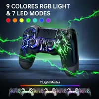 Controlador inalámbrico para PS4/Pro/Slim y PC, iluminación RGB con patrón de rayos blancos, Joystick de efecto Hall, vibración dual 6AxiS