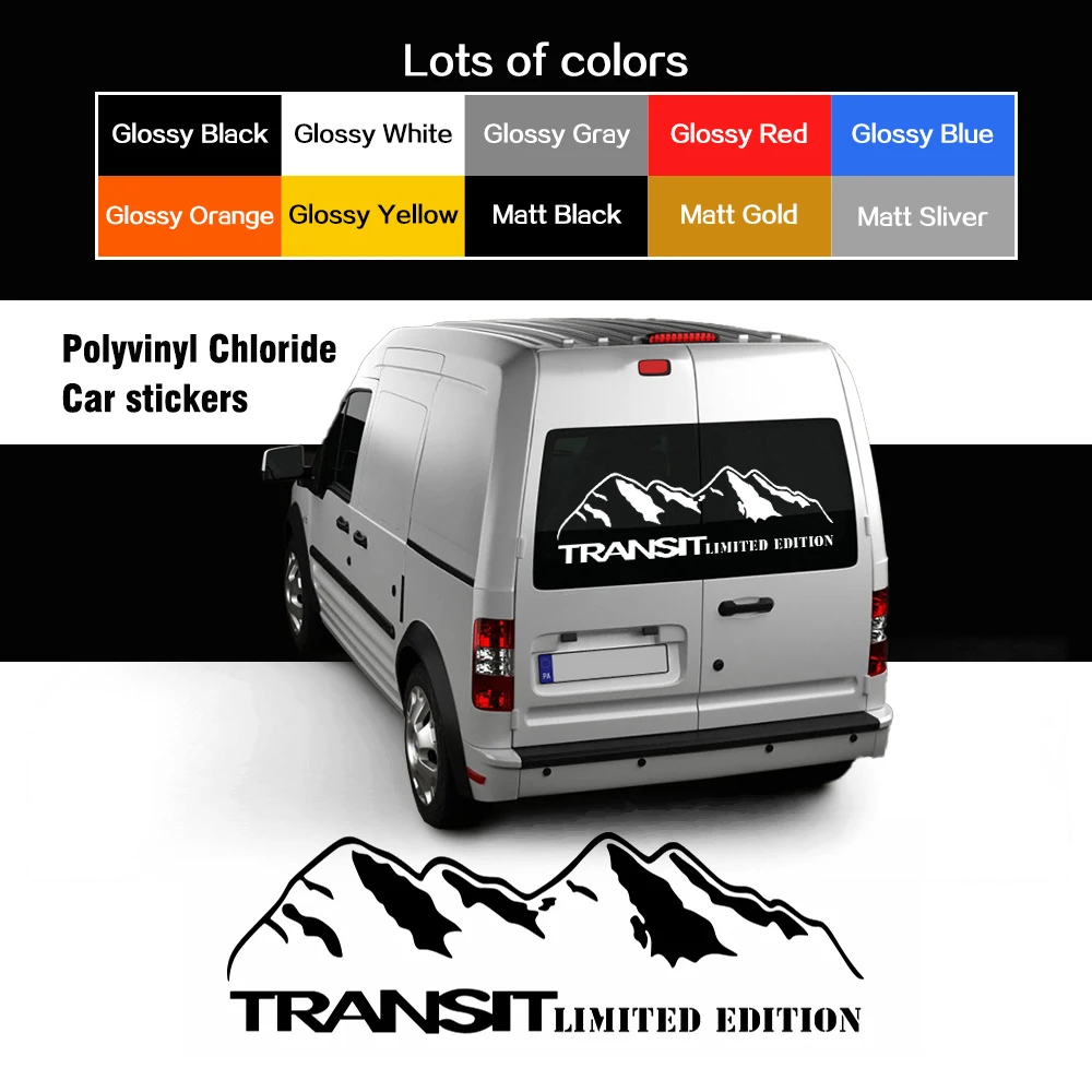 Car body stickers for Ford Transit Cust MK6-MK8 & camper. PVC decals, mountain limited edition. Great for DIY car decor & tuning