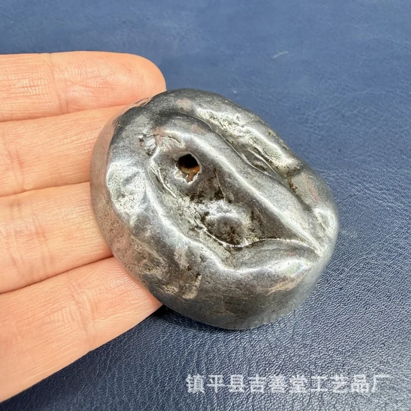 - iron Buddha amulet, antique-style handcrafted , Tibetan collectible pendant
